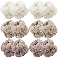 WHAVEL 6 Pairs Face Washing Wristbands Wrist Towels for Washing Face, Absorbent Spa Wristbands Towel Scrunchies Wristbands Wash Bands Prevent Liquid from Spilling Down Arms (E. Brown Series)