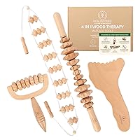 4-in-1 Wood Therapy Massage Tools for Body Shaping, Lymphatic Drainage Cellulite Massager, Body Sculpting Gua Sha Tools, Maderoterapia Kit - Neck Back Muscle Pain Relief
