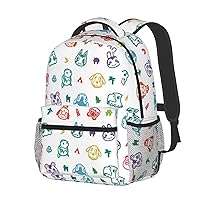 Cartoon Animal Laptop Backpack Girls Boys Bookbag Fashion Casual Travel Bag Cute Preschool Large Daypack For With Chest Strap Multi-Pocket One Size White