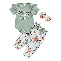 Newborn Baby Girl Coming Home Outfit Rib Knit Onesie Romper Floral Pants Headband Infant Girl Clothes