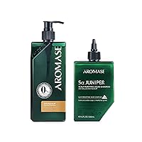 AROMASE Oily Dandruff Solution Kit (5α Juniper Scalp Purifying Liquid Shampoo 9.1 Fl Oz + Oily Dandruff Solution Essential Shampoo 14 Fl. Oz) for Dermatitis, Oily itchy Scalp…