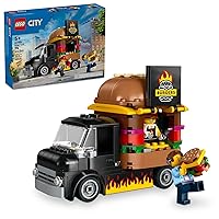 City Burger Truck Toy Building Set, Fun Gift for Kids Ages 5 Plus, Burger Van and Kitchen Playset, Vendor Minifigure and Accessories, Imaginative Pretend Play for Boys and Girls, 60404