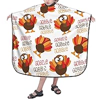 Children Hairdresser Apron With Adjustable Snap Closure Thanksgiving-Turkey-Gobb-Le 39x47 Inch Barber Cape Kids Hair Cutting Cape For Salon And Home