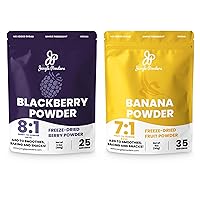 Jungle Powders Ultimate Bundle: Blackberry Powder 3.5oz Bag - Freeze Dried Smoothie Superfood + Banana Powder 5oz Bag - Freeze Dried Banana Extract for Baking, Flavoring, & Flour Alternatives