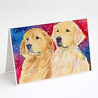 Caroline's Treasures SS8754GCA7P Golden Retriever Greeting Cards and Envelopes Pack of 8 Blank Cards with Envelopes Whimsical A7 Size 5x7 Blank Note Cards