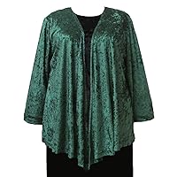 Forest Green Crushed Panne Delicate Drape Woman's Plus Size Cardigan