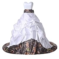 YINGJIABride Floor Length Pick-ups Satin with Camo Country Wedding Dresses Bridal Reception Prom Dress