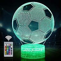 Soccer 3D Lamp Night Light with Remote & Touch Control,Multiple Colour & Flashing Modes and Brightness Adjusted,USB & Batteries Powered,Best Gifts for Sport Lovers Boys Girls Kids (Soccer)