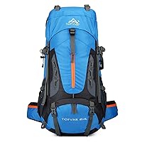 70L Large Camping Hiking Backpack, Light Hiking Large Capacity Outdoor Sports Hiking Bag Waterproof (Sky blue)