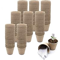 QPEY Peat Pots for Seedlings,100 Packs 3 inch Seed Starter Kits for Plant Seedling Saplings & Seed Germination,Biodegradable Peat Pots with 100 PCs Plant Labels