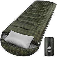 MEREZA Sleeping Bag for Adults Mens Kids with Pillow, XL Sleeping Bag for All Season Camping Hiking Backpacking 3-4 Seasons Sleeping Bags for Cold Weather & Warm