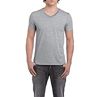 Gildan Men's Softstyle V Neck Short Sleeve T Shirt Sports Grey XXL