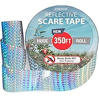 Premium Quality Bird Deterrent Reflective Scare Tape Ribbon 350 ft Long – Pest Control Dual-sided Repellent For Pigeons, Grackles, Woodpeckers, Geese, Herons, Blackbirds & More – Sturdy & Ultra Strong