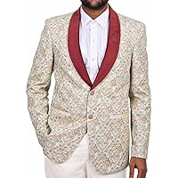 Shawl Collar Off White Embroidered Tuxedo Jacket for Men SB16007 Off White