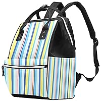 Vertical Candy Stripes Diaper Bag Backpack Baby Nappy Changing Bags Multi Function Large Capacity Travel Bag