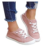 Women's Canvas Sneakers Classic Low Cut Canvas Shoes Lace Up Casual Tennis Shoes