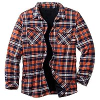 Mens Flannel Coat Insulated Sherpa Warm Windproof Plaid Fleece Lined Flannel Shirt for Men