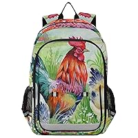 ALAZA Chicken and Rooster in The Grass Vintage Backpack Bookbag Laptop Notebook Bag Casual Travel Trip Daypack for Women Men Fits 15.6 Laptop