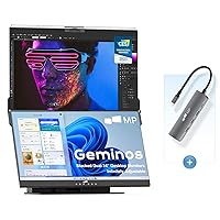 Geminos Computer Monitors with 5-in-1 USB C Hub, Mobile Pixels 1080P Webcam&Speakers, 100W USB-C Charging, All-Inclusive Dual 24