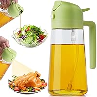 Olive Oil Dispenser, 2 in 1 Oil Sprayer for Cooking, Glass Oil Spray Bottle with Pourer, Food-grade Oil Dispenser and Oil Sprayer for Kitchen, Salad, Frying, BBQ (green)