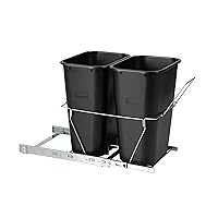 Kitchen Cabinet Pull-Out Trash Can and Recycling Bin, 20-Gallons, Under Sink Trash/Recycling, Black