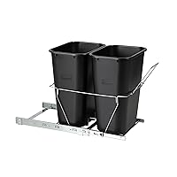 Rubbermaid Kitchen Cabinet Pull-Out Trash Can and Recycling Bin, 20-Gallons, Under Sink Trash/Recycling, Black