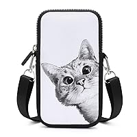 Cat Pattern Smartphone Pouch, Women's, Shoulder Bag, Mobile Case, Shoulder Bag, Crossbody Bag, Portable Pouch, Lightweight, Large Capacity, Shoulder Bag, Smartphone Pouch, Backpack