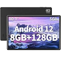 SGIN 10.1 Inch Tablet Android 12 Tablets with 8GB RAM 128GB ROM, MTK Octa-Core 2.0Ghz Processor, 1280 * 800 HD IPS Srceen, 5MP+8MP Camera, WiFi, Bluetooth, 6000mAh, Black,(T10Pro)