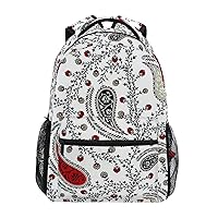 ALAZA Paisley Flower Floral Backpack Purse with Multiple Pockets Name Card Personalized Travel Laptop School Book Bag, Size M/16.9 in