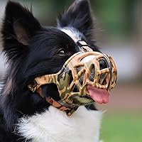 Dog Muzzle, Printed Basket Muzzle for Small Medium Large Dogs Dachshund, Beagle, German Shepherd, Breathable Pet Muzzles to Prevent Biting Chewing Scavenging, Allows Panting and Drinking