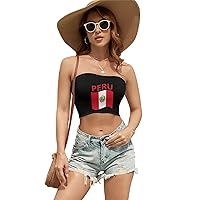 Flag of Peru Women's Sexy Crop Top Casual Sleeveless Tube Tops Clubwear for Raves Party