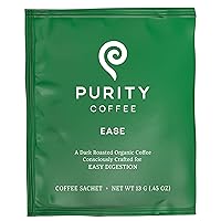 Purity Coffee EASE Dark Roast Low Acid Organic Coffee - USDA Certified Organic Specialty Grade Arabica Single-Serve Packets - Third Party Tested for Mold, Mycotoxins and Pesticides - 5 ct Box