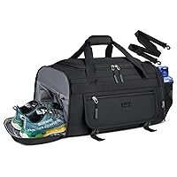 Gym Bag for Men 40L Sports Duffel Bags Gym Duffle Bag Women with Shoe Compartment & Wet Pocket Water Resistant Travel Duffel Bag Lightweight Weekender Overnight Bag Black