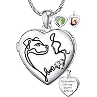 Fanery sue Customized Pet Locket Necklace for Women Men, Heart Locket Picture Necklace Dog Memorial Gifts Cat Sympathy Gifts for Dog Mom Cat Mom