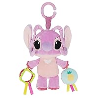 Disney Baby Lilo and Stitch Angel On The Go Activity Toy with Teether Rings, On The Go Clip, Crinkle Texture, and Mirror