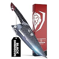 Dalstrong Chef Knife - 8 inch - Scorpion Series - Exclusive Japanese V12 Ultra™ Steel - Black Damascus - Black & Red Honeycomb Resin Handle - Custom-Fit Leather Sheath