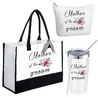 Tudomro 3 Pcs Mrs Gifts Mother of the Groom Bridal Shower Wedding Gifts Tote Bag Makeup Pouch Mother of the Bride Travel Tumbler(Floral Mother of the Groom)