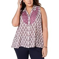 Style & Co. Womens Plus Sleeveless Floral Blouse