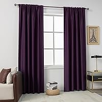 DUALIFE 84 Inch Dark Purple Blackout Curtains Floor Length for Bedroom - Thermal Insulated Room Darkening Noise Reducing Rod Pocket Curtains for Living Room, 2 Panels (Purple Grape, 54 by 84 Inch)