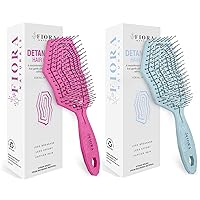 Fiora Naturals Hair Detangling Brush -100% Bio-Friendly Detangler hair brush w/Ultra-soft Bristles- Glide Through Tangles with Ease (Ocean blue & Pink)