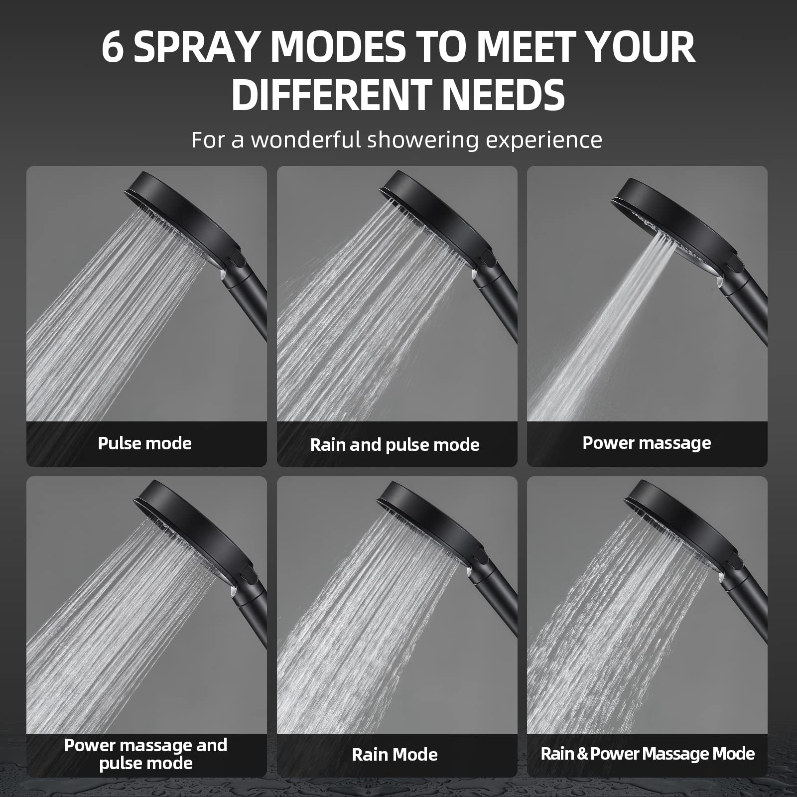 Cobbe Filtered Shower Head with Handheld, High Pressure 6 Spray Mode Showerhead with Filters, Water Softener Filters Beads for Hard Water - Remove Chlorine - Reduces Dry Itchy Skin, Matte Black