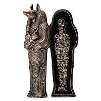 Pacific Giftware Ancient Egyptian Artifact Collectible God of Underworld Anubis Sarcophagus Coffin w/Mummy Insert Figurine 5.5 Inch L