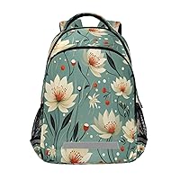ALAZA Lotus Flowers and Leaves on Turquoise Backpacks Travel Laptop Daypack School Book Bag for Men Women Teens Kids