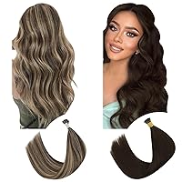 Bundles - 2 Items:YoungSee Itip Human Hair Extensions Dark Brown 14 Inch Itip Human Hair Extensions Brown 14 Inch