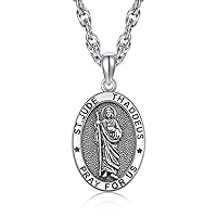 YAFEINI Saint Jude/Saint Jude/Jesus/Saint Benedict/St Michael Necklace 925 Sterling Silver Pendant Religious Protect Jewelry for Women Men