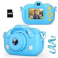 Kids Camera, HD 1080P Digital Video Camera for Boys and Girls, 32MP Kids Selfie Camera for Kids Aged 3-9, Portable Toy Toddler Camera with No Game & 32GB Card, Perfect Christmas Birthday Gifts