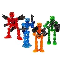 Klikbot Complete Set of 4 Poseable Action Figures with Weapons, Translucent, Create Stop Motion Animation, for Ages 6 and Up (Series 1 Heroes)