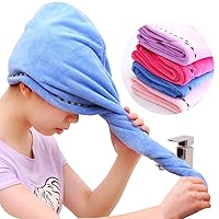 Microfiber Hair Drying Towels, Fast Drying Hair Cap, Long Hair Wrap, Absorbent Twist Turban, 4 Pack