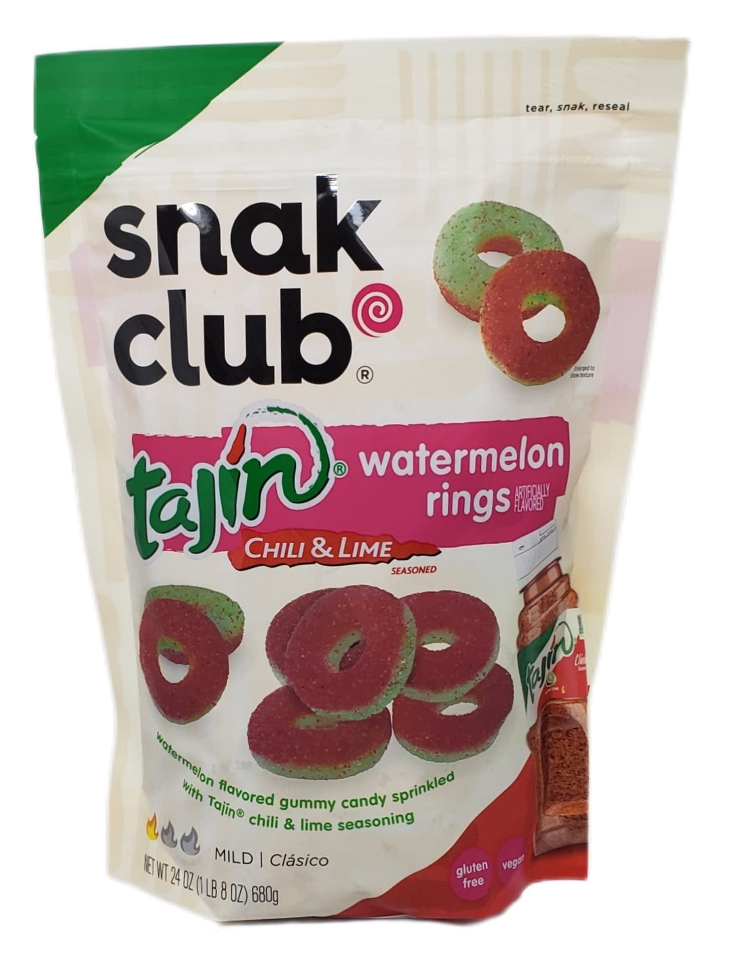Mua Snak Club Tajin Clasico Chili and Lime Gummy Watermelon Rings - 24 oz  Per Bag - Choose a 2 Pack or 3 Pack - Comes in Resealable Bags - Gluten Free