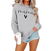 Dressmine Womens Casual Long Sleeve Crewneck Loose Mama Sweatshirt Graphic Shirts Pullover Tops